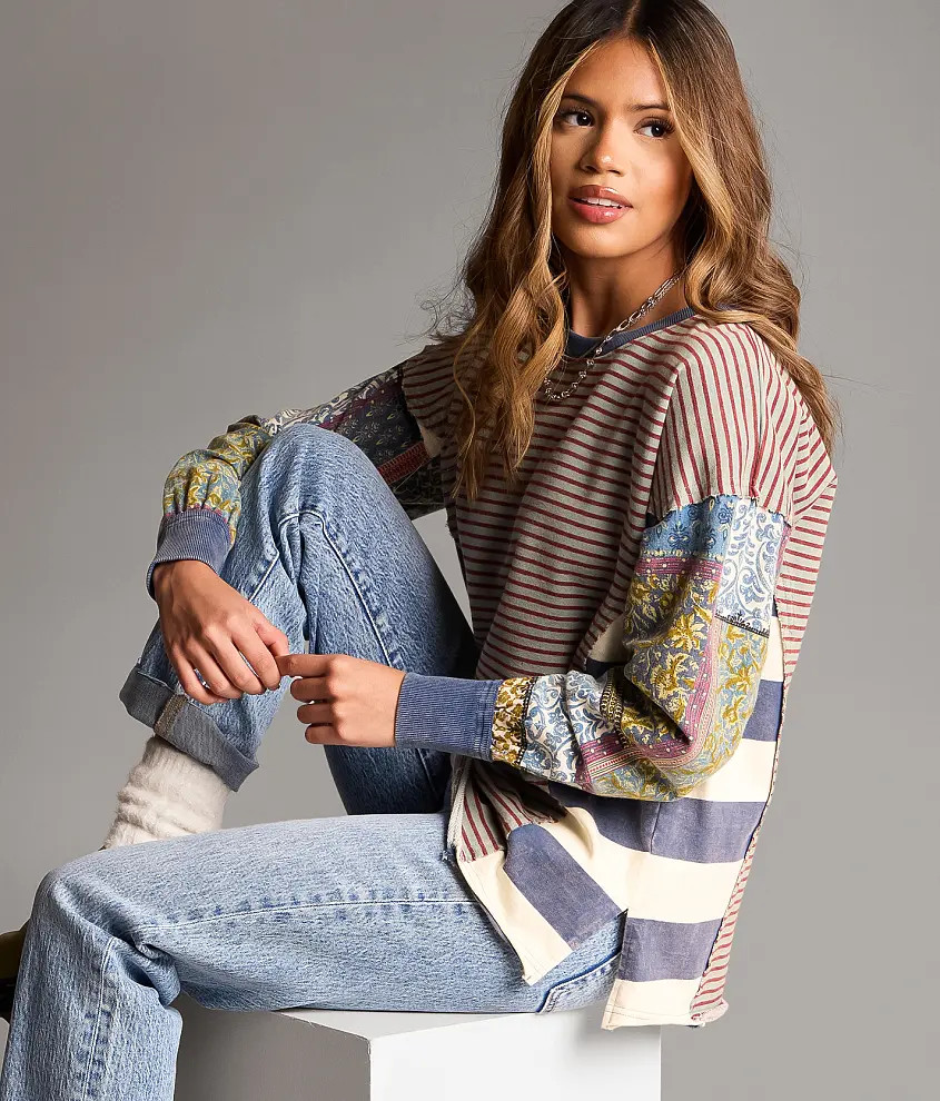 Mixed Stripe Oversized Pullover | Buckle