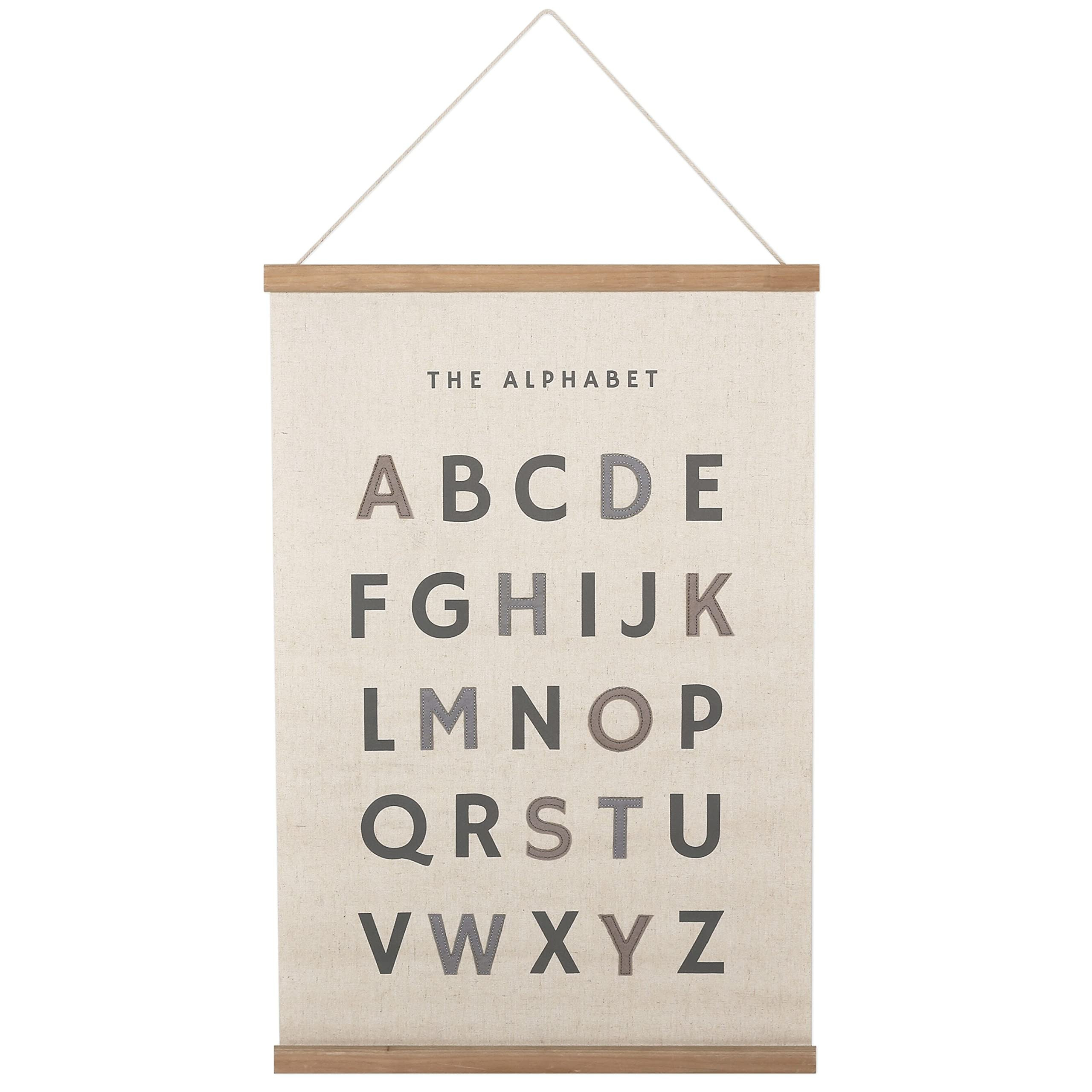 Bon et Beau 16 x 24 Inch Embroidered Alphabet Poster Framed with Wood Hanger - Neutral Gray Wall ... | Amazon (US)