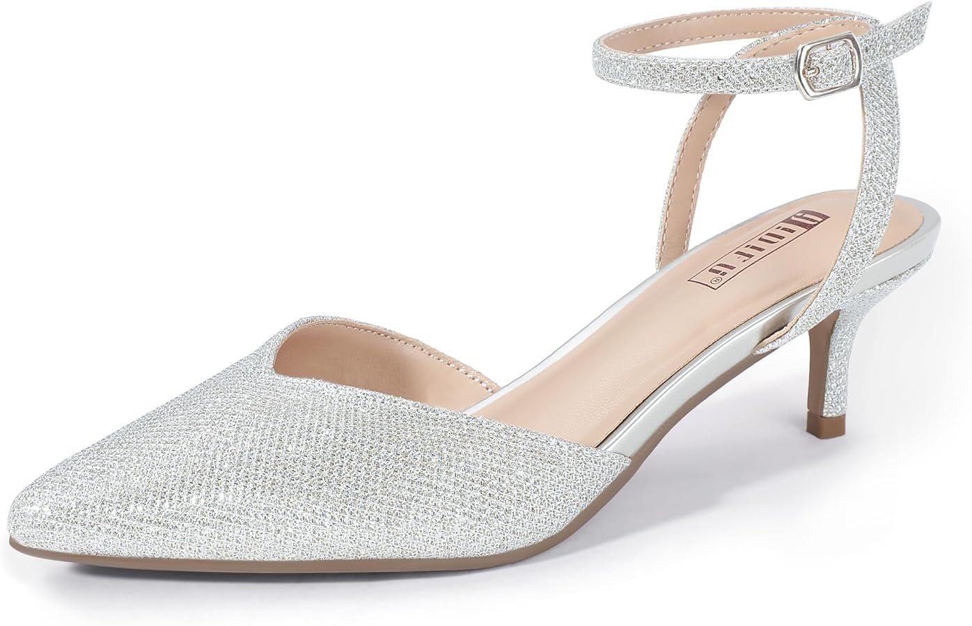 IDIFU IN2 Women's Pumps Closed Toe Kitten Heels Slingback Low Pointed Toe Short Ankle Strap Heels... | Amazon (US)