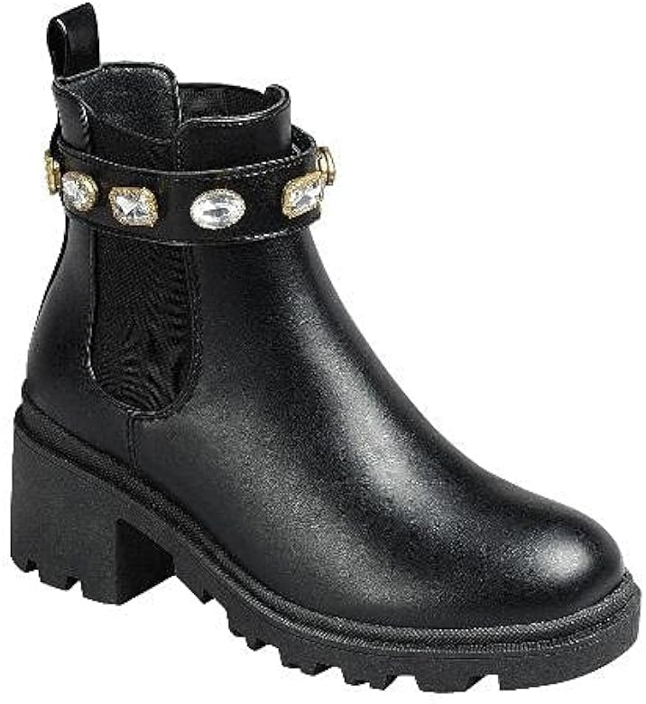 Chunky Heel Lug Sole Double Pocket Moto Chic Platform Combat Boot Amulet Lace Up Bootie | Amazon (US)