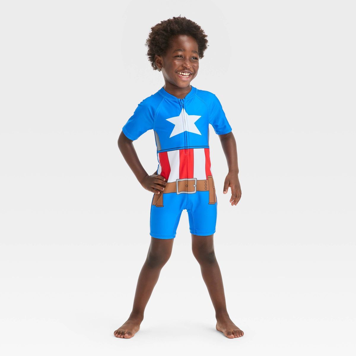 Baby Boys' Marvel Captain America One Piece Rash Guard - Blue 12M | Target