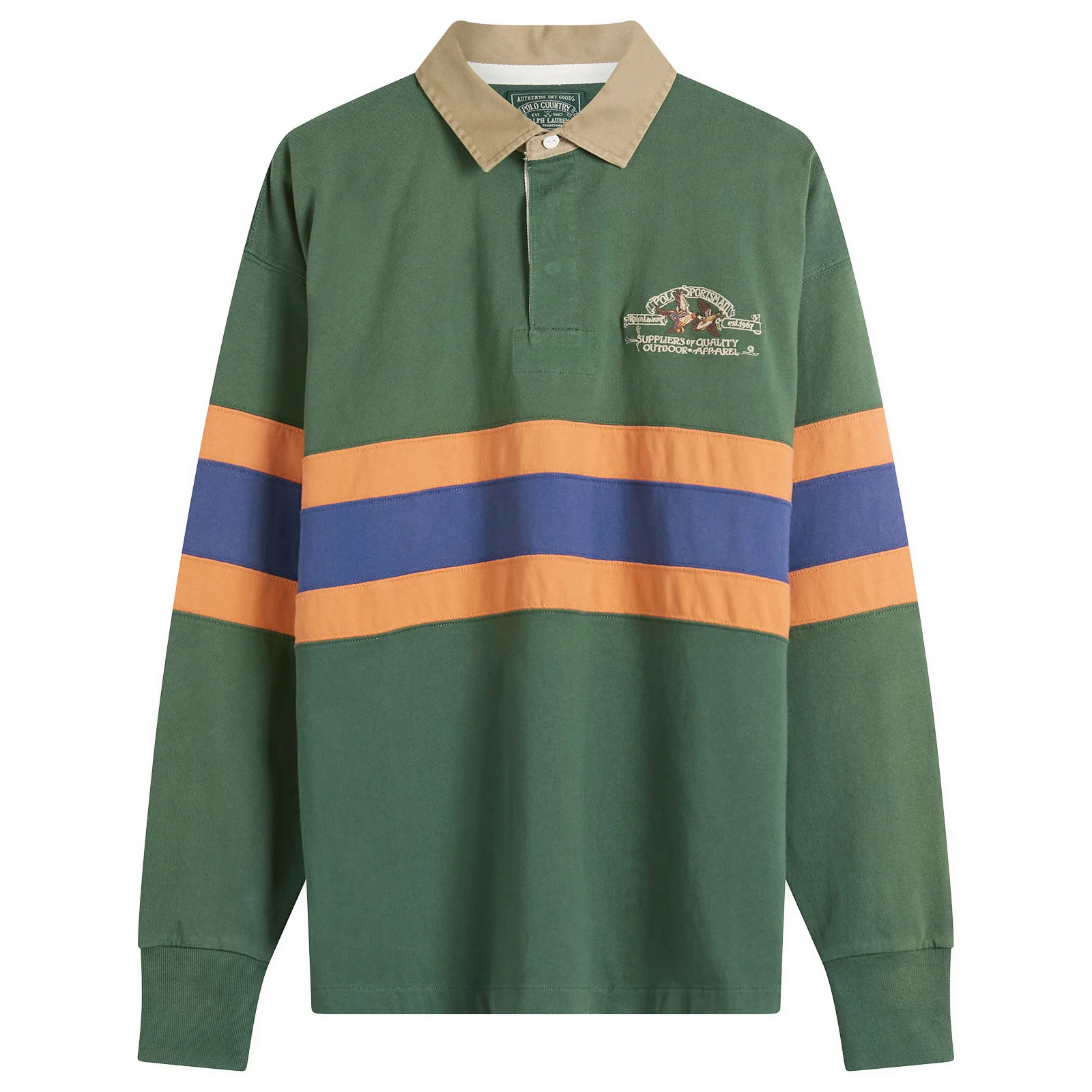 Polo Ralph Lauren Men's Country Rugby Shirt in Grass Green/Multi, Size X-Large | END. Clothing