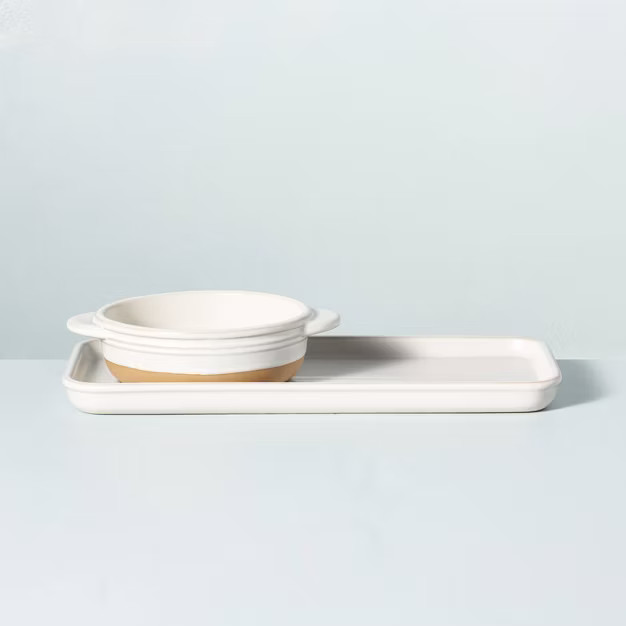 Stoneware Soup Bowl & Sandwich Tray Set Sour Cream - Hearth & Hand™ with Magnolia | Target