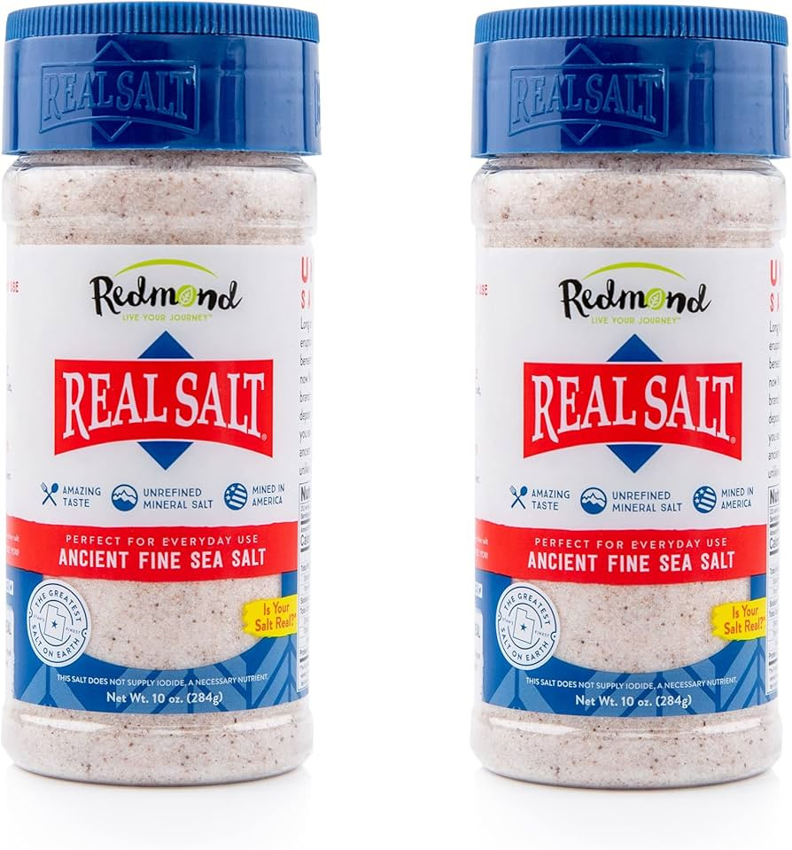 Redmond Real Sea Salt - Natural Unrefined Gluten Free Fine, 10 Ounce Shaker (2 Pack) | Amazon (US)