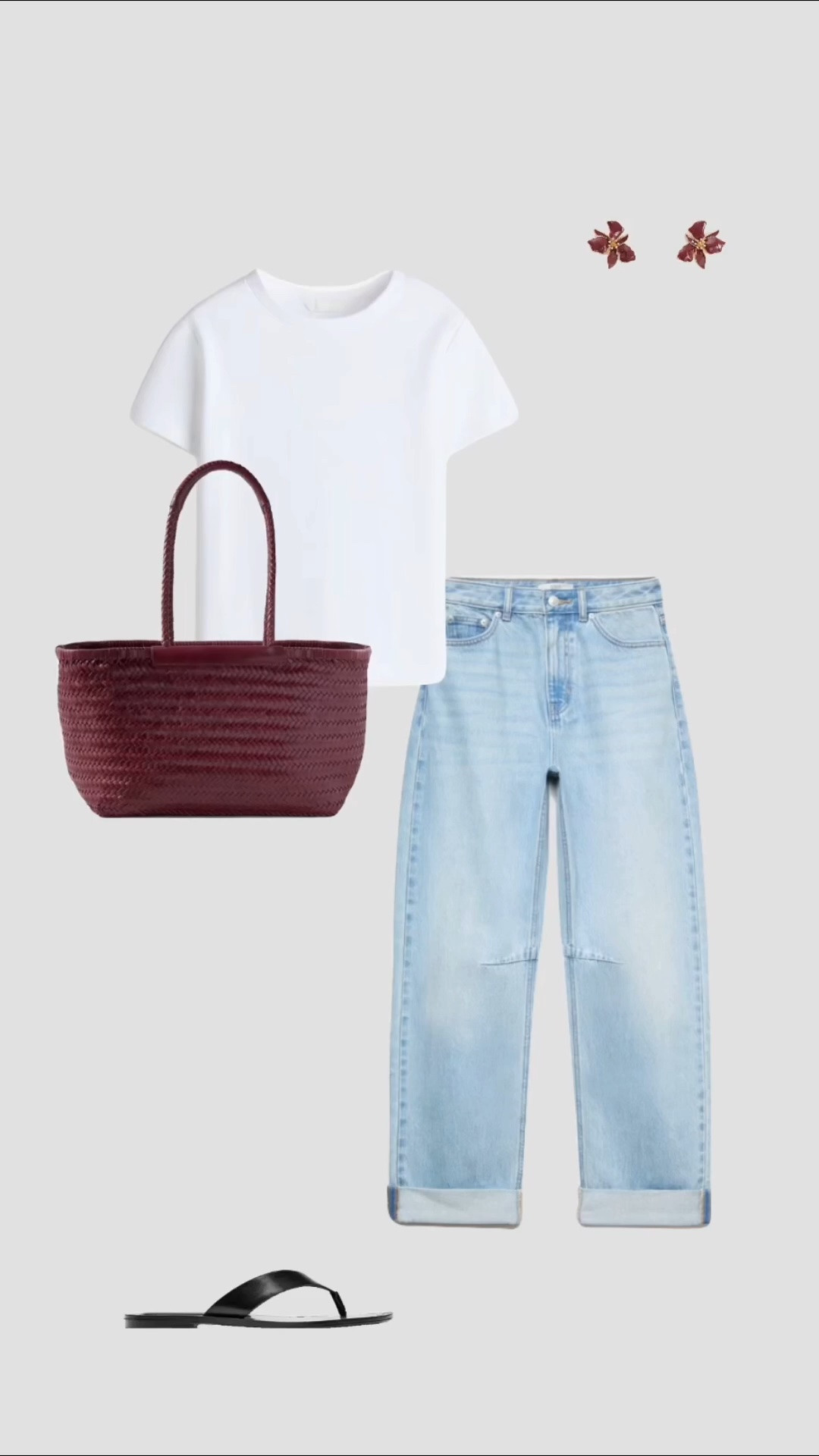 Casual Transitional Outfit Inspo 

• 90s outfit ideas white t-shirt tee outfits light blue high waisted turn up jeans burgundy red woven leather tote bag black flip flops sandals city break outfits autumn outfits September outfit shopping outfits college outfits uni outfit summer uk 2026 fall outfit ideas jeans & tee outfits new season •

#LTKsummer #LTKautumn #LTKuk
