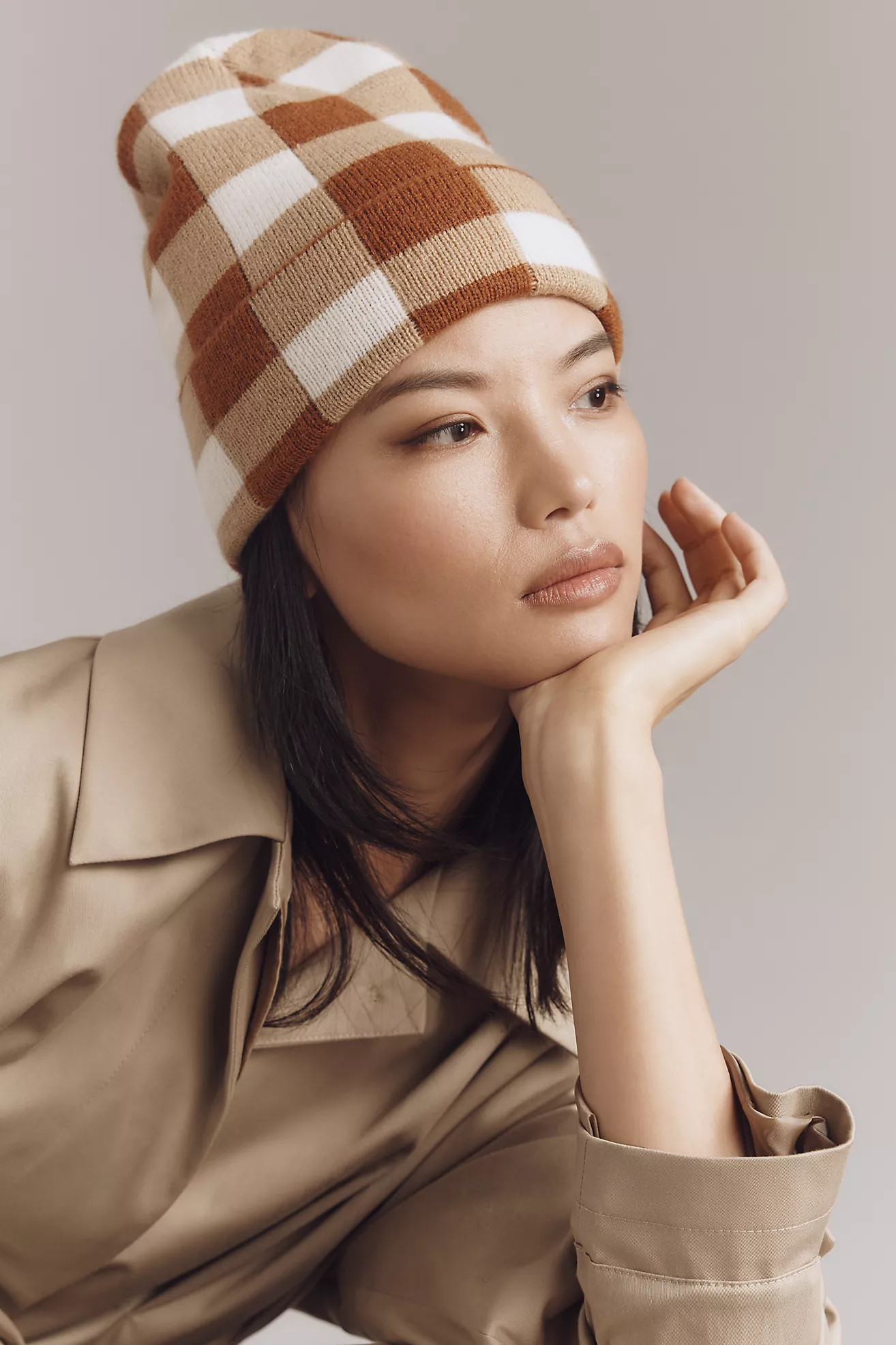 Maeve Gingham Knit Beanie | Anthropologie (US)