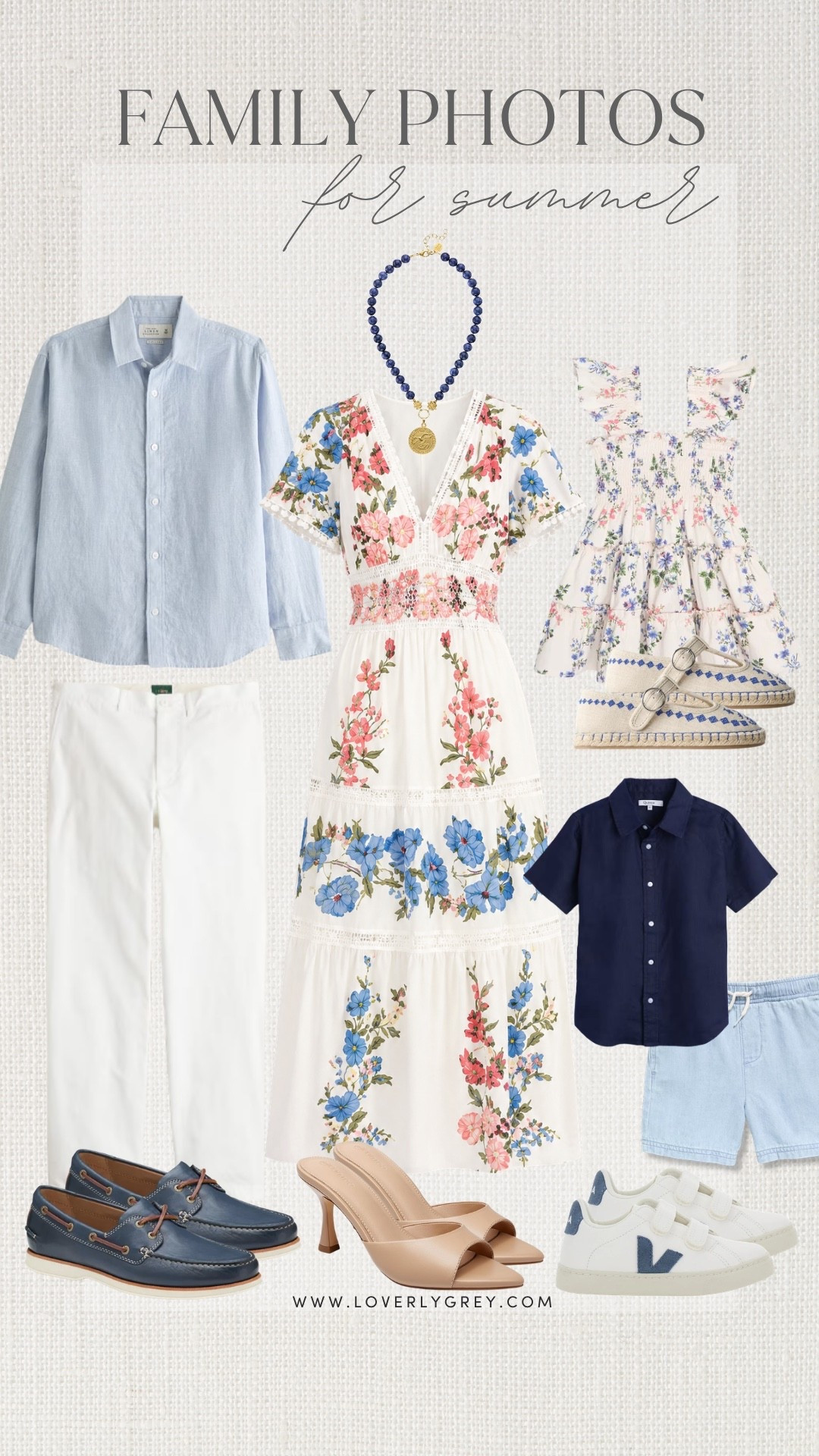 This look brings together soft florals, crisp whites, and shades of blue for a family photo outfit that feels fun and coordinated. The mix of patterns is so fun while the shared color palette keeps everyone looking coordinated. Perfect for summer family photos, vacations, and special occasions.

#LTKootd #LTKgrwm #LTKmomlife