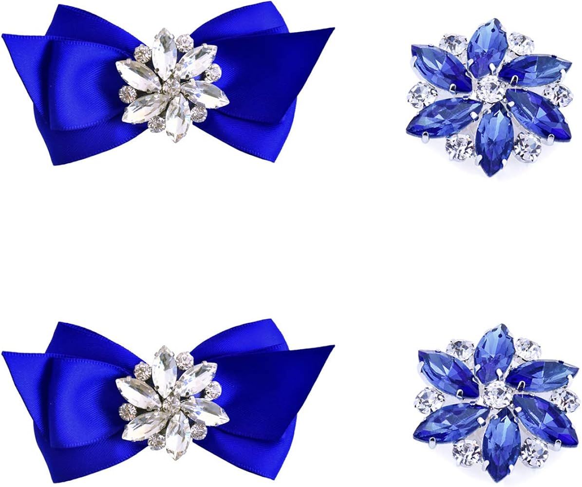ElegantPark Shoes Dress Hat Accessories Fashion Rhinestones Crystal Shoe Clips 2 Pcs Multi Color | Amazon (US)