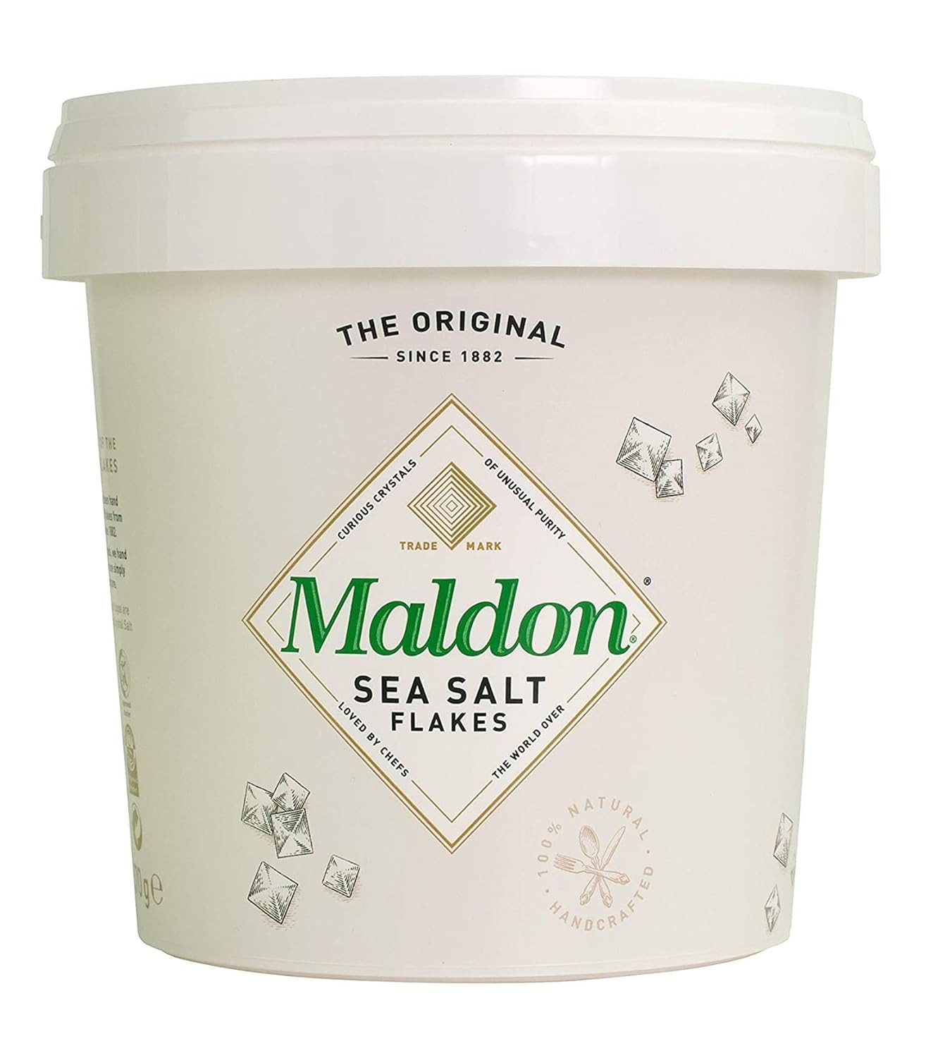 Maldon Salt Company Salt, Sea Salt Flakes, 20 oz (570 g), Resealable Tub, Kosher, Natural, Handcr... | Amazon (US)