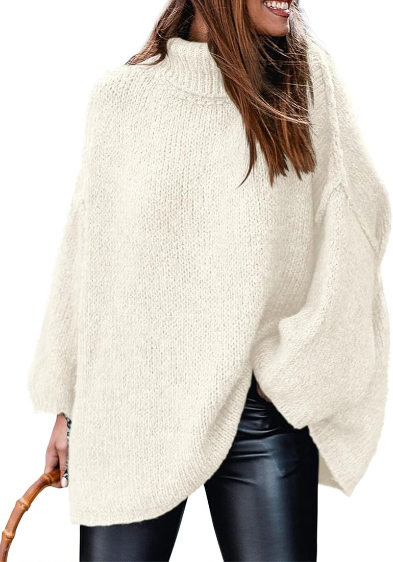 PRETTYGARDEN Women's Winter Turtleneck Oversized Sweaters Long Sleeve Chunky Knit Slouchy Pullove... | Amazon (US)
