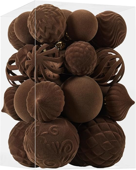 30pcs Velvet Christmas Ball Ornaments, Flocked Shatterproof Christmas Ornaments Hanging Xmas Tree... | Amazon (US)