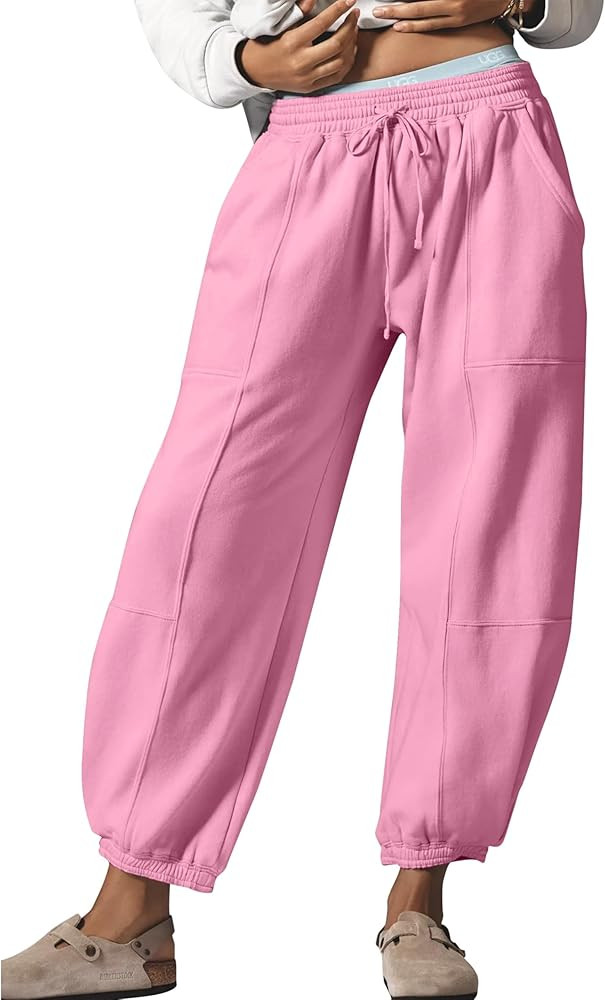 OPCAKM Women's Baggy Sweatpants Elastic Waist Loose Lounge Athletic Joggers Pants with Pockets | Amazon (US)