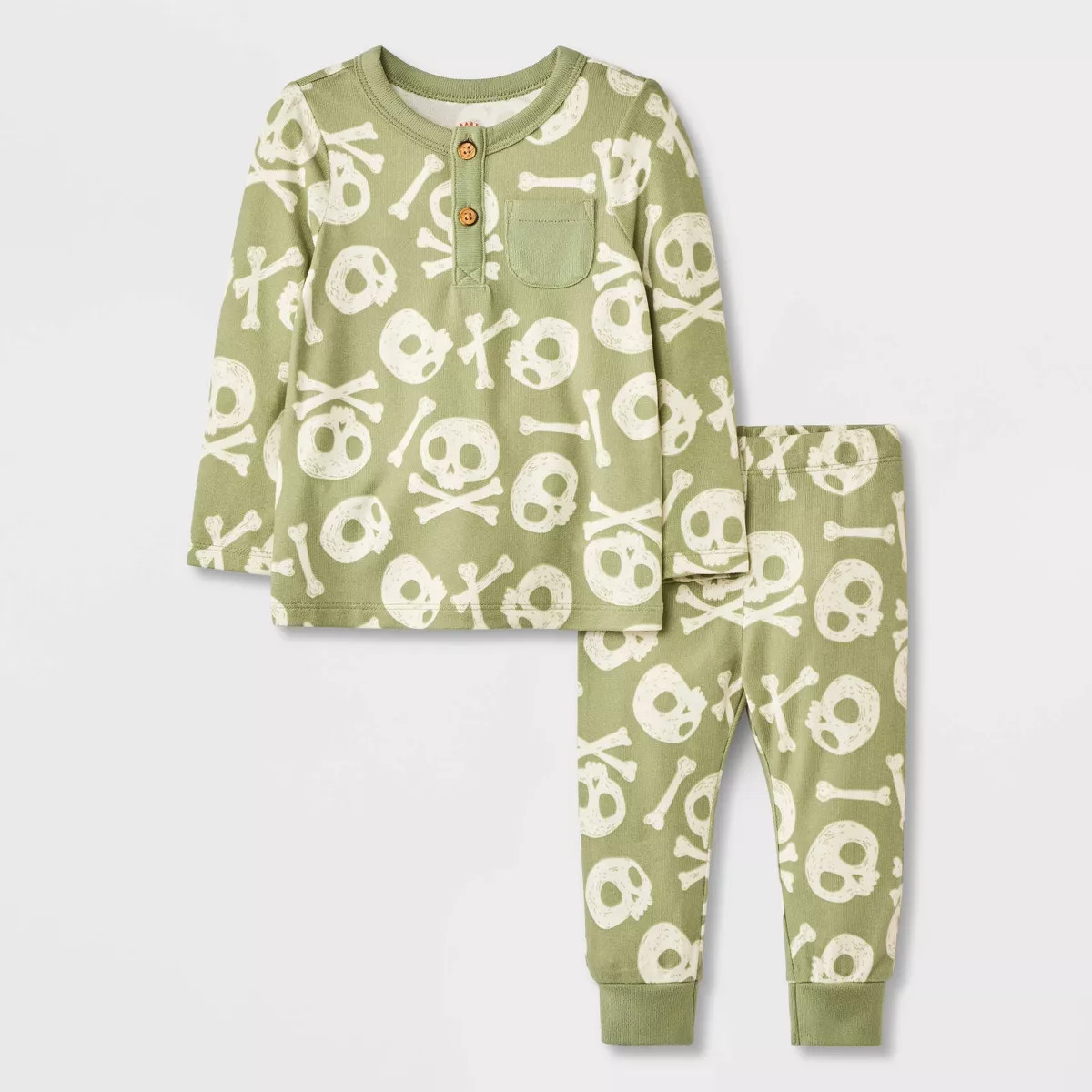 Baby Halloween Skull & Bones Long Sleeve T-Shirt & Jogger Set - Cat & Jack™ Green | Target