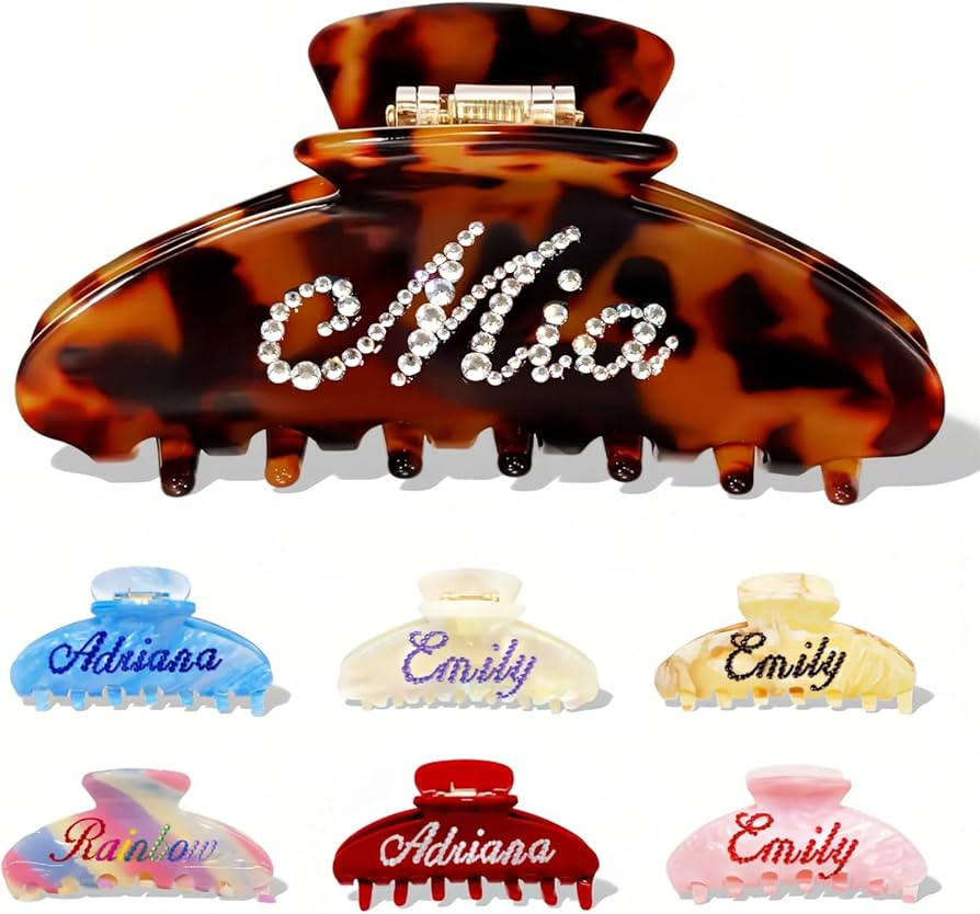 Personalized Colorful Name Hair Claw Clips for Women,Custom Hair Clips with Diamond,Cute Hair Acc... | Amazon (US)