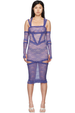 Purple Nylon Midi Dress | SSENSE