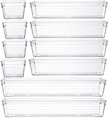 Backerysupply Clear Plastic Drawer Organizer Tray for Vanity Cabinet (Set of 10),Storage Tray for Ma | Amazon (US)