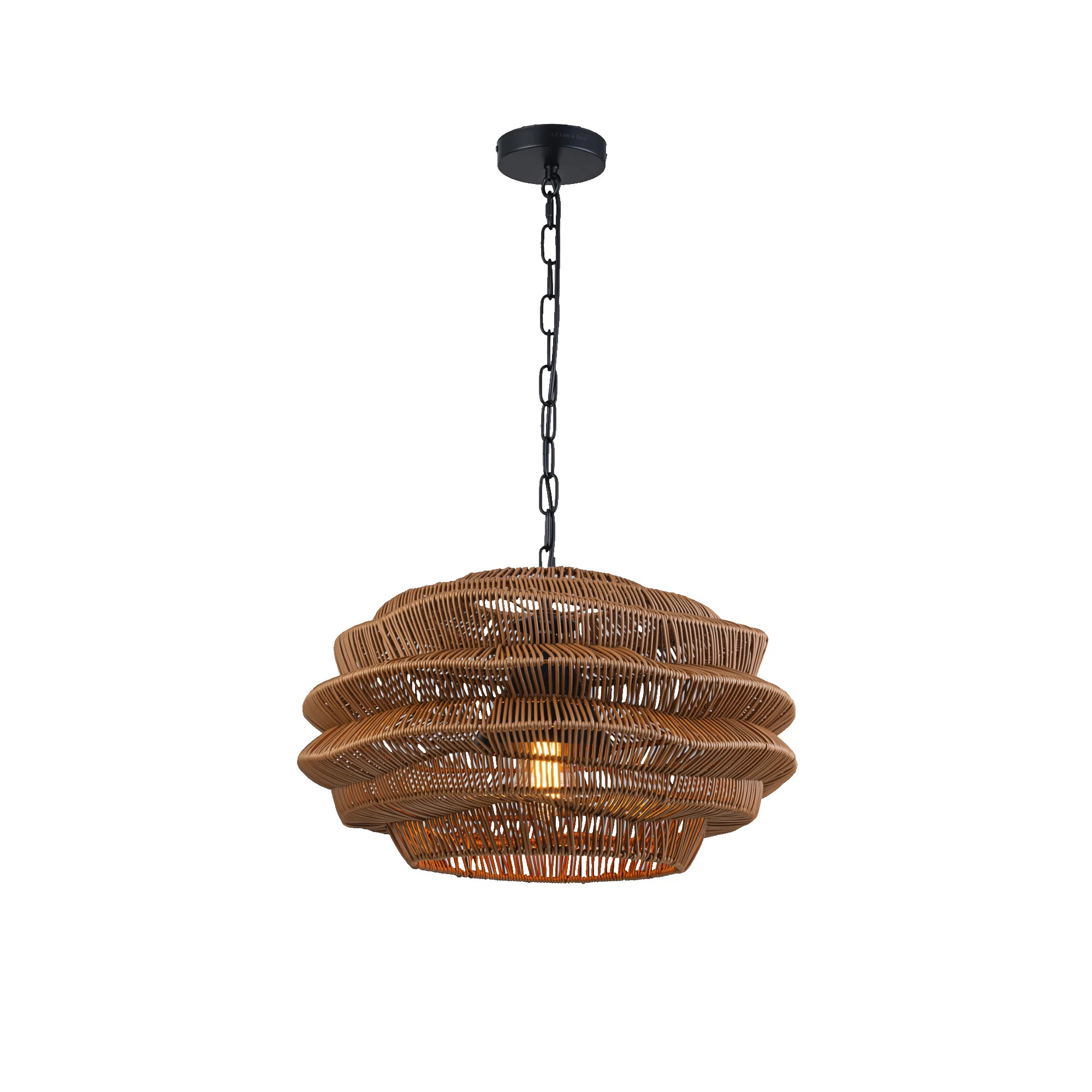 1-Light Outdoor Wicker Coastal Rattan Pendant | Wayfair North America