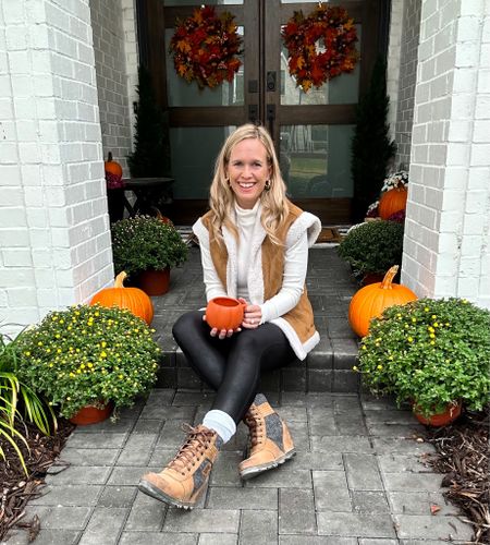 Cozy Sherpa vest. Style this with leggings or denim, a solid color shirt and boots! Thanksgiving outfit idea

#LTKstyletip #LTKSeasonal #LTKfindsunder50