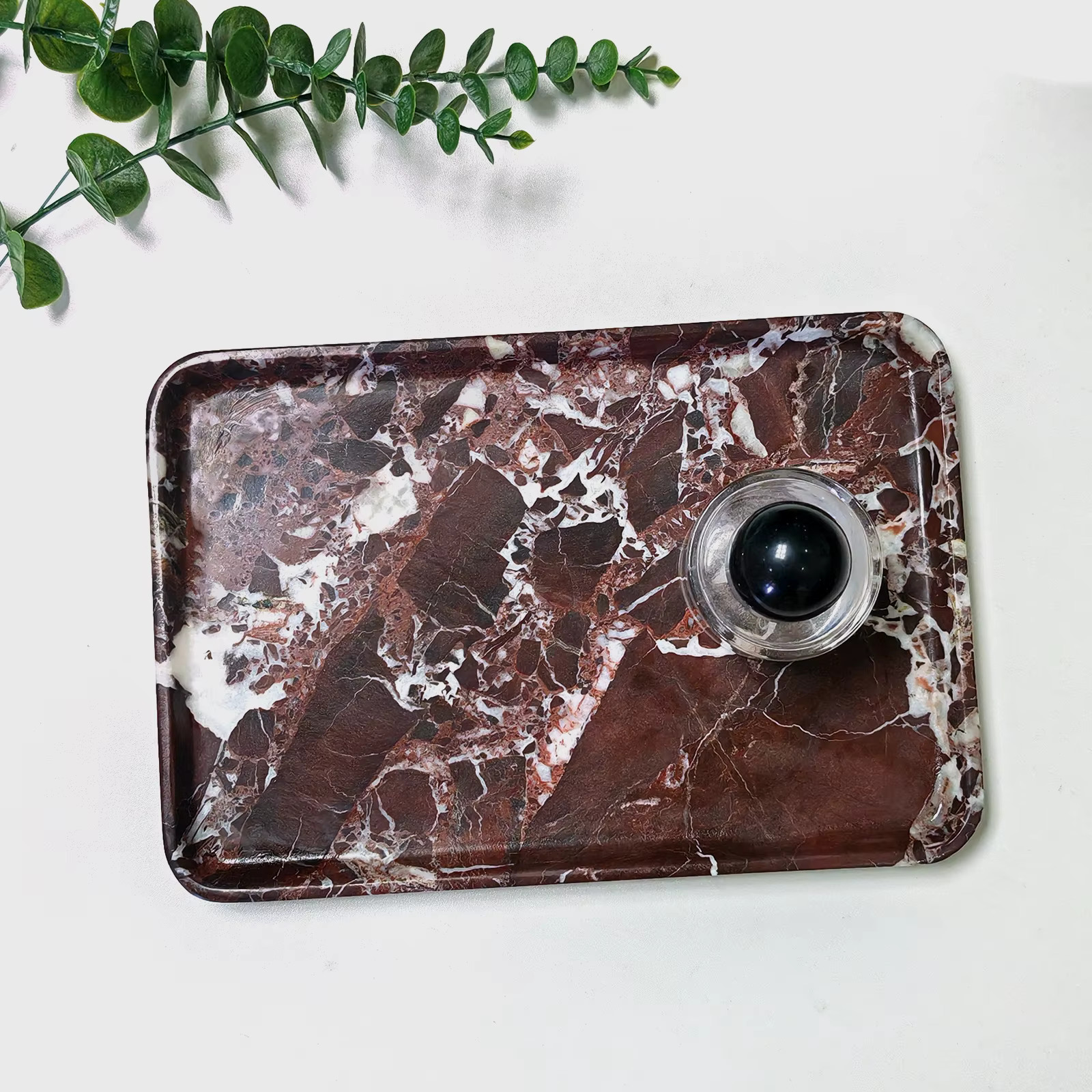 Bandeja de pedra de travertino natural - Organizador retangular roxo |   Bandeja de vaidade para ... | Ali Express BR