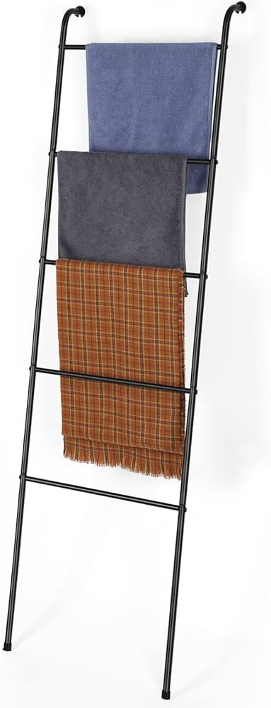 Blanket Ladder Towel Ladder for Bathroom Blanket Rack for Living Room Bathroom Laundry Room Black | Amazon (US)