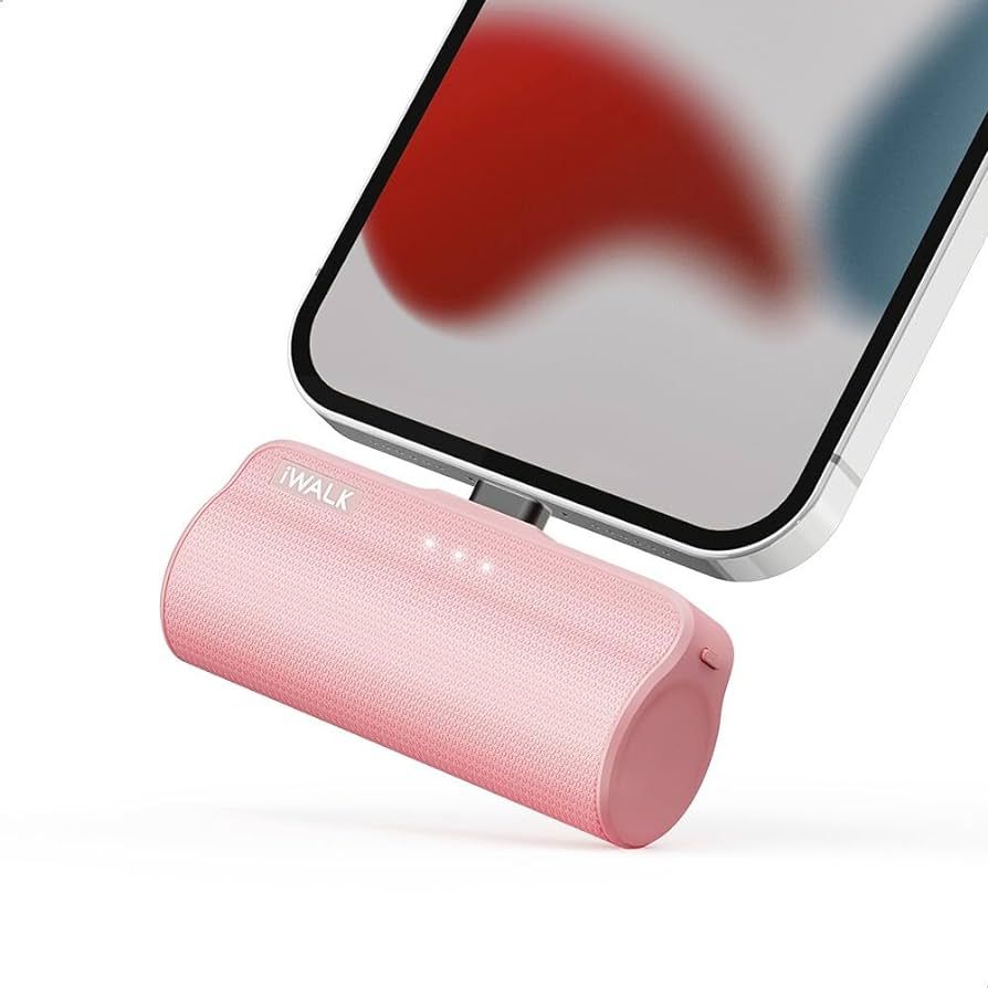 iWALK Mini Portable Charger for iPhone with Built in Cable, 3350mAh Ultra-Compact Power Bank Small Battery Pack Charger Compatible with iPhone 14/13/13 Pro/12/12 Pro/11/XR/XS/X/8/7/6,Pink | Amazon (US)
