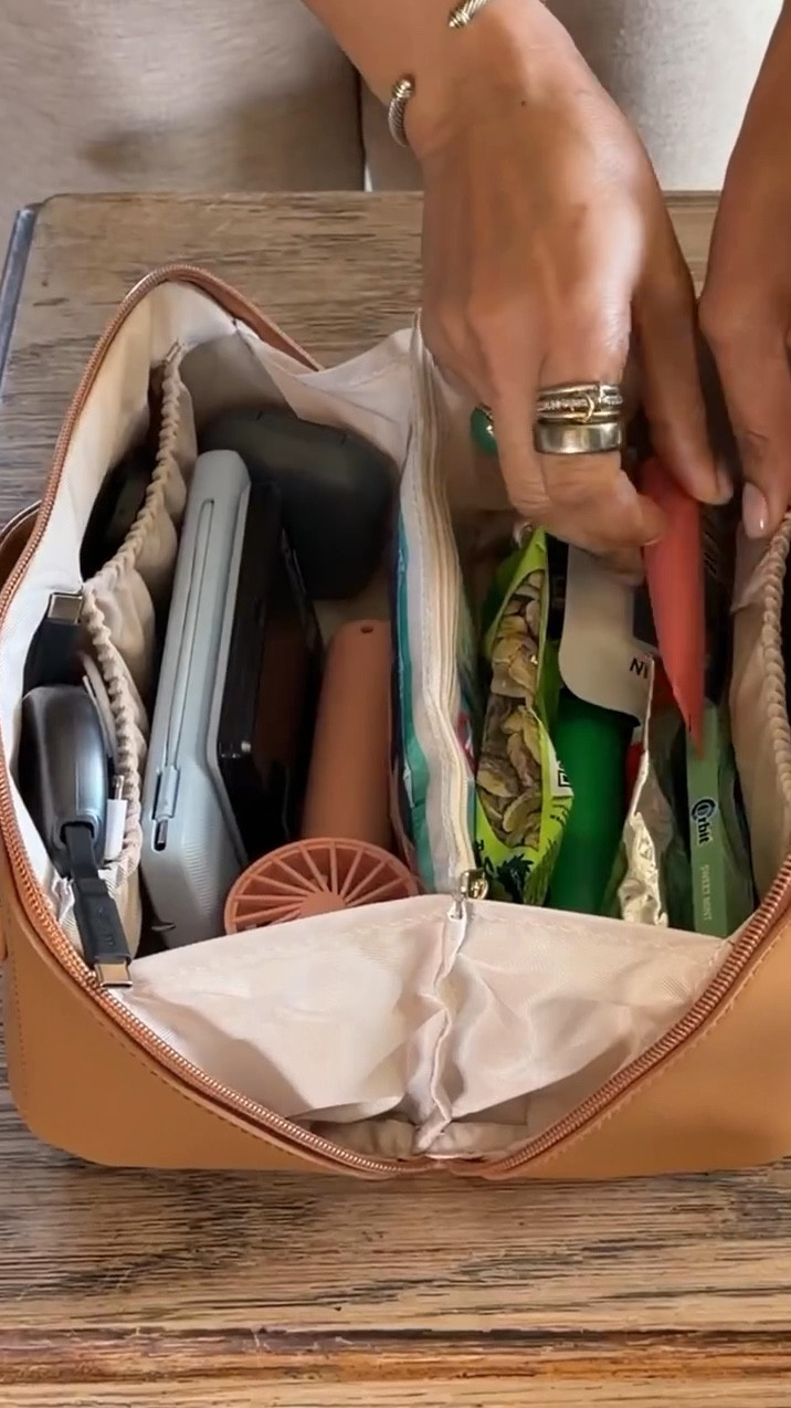 It’s a makeup bag but I call it my “airplane bag”. Pouches organize my stuff for the flight: cords, wipes, glasses, electrolytes, sani, lip balm, hand cream, snacks… everything! They stopped making the Beis one but this is identical and half the price! 





#LTKTravel