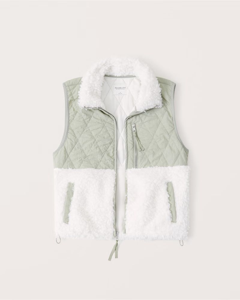 Cropped Two-Tone Sherpa Vest | Abercrombie & Fitch (US)