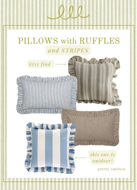 Pillows with ruffled edge and stripe pattern - add an English countryside vibe! Etsy find, Amazon find 

#LTKover40 #LTKhome