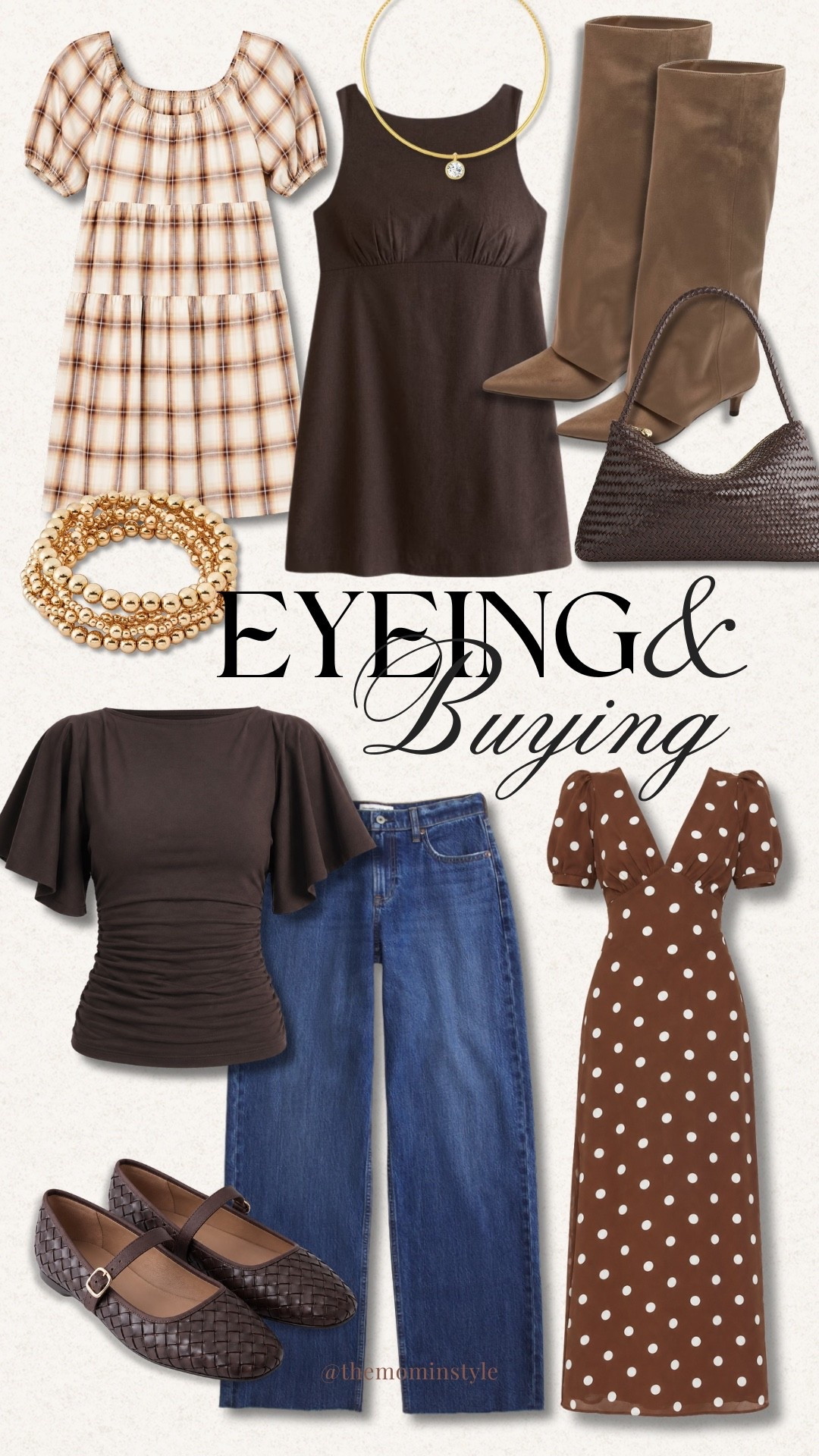 Chocolate brown is making such a strong case for fall, and I love how easy it is to start wearing now.
A simple brown dress, wide leg denim with a ruched top, or a plaid mini all bring in that richer fall color palette without needing sweater weather just yet.

chocolate brown outfit, fall outfit ideas, transitional fall style, brown dress, plaid dress, wide leg jeans, ruched top, woven flats, brown boots, fall accessories, early fall fashion, TheMominStyle

#LTKootd #LTKSeasonal #LTKmomlife