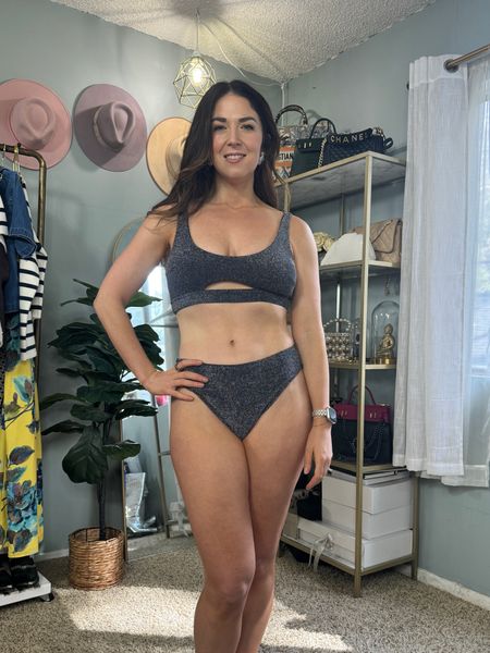 This sparkly lurex bikini is so comfy and on trend! I’m wearing a medium on top and bottom, runs tts! 

Bikini, swimwear, bathing suits 

#LTKfindsunder50 #LTKsalealert #LTKswim