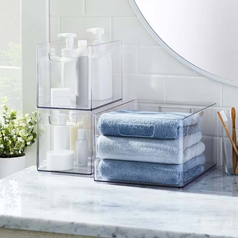 Bathroom Organizer Bin with Handles Clear - Brightroom™ | Target