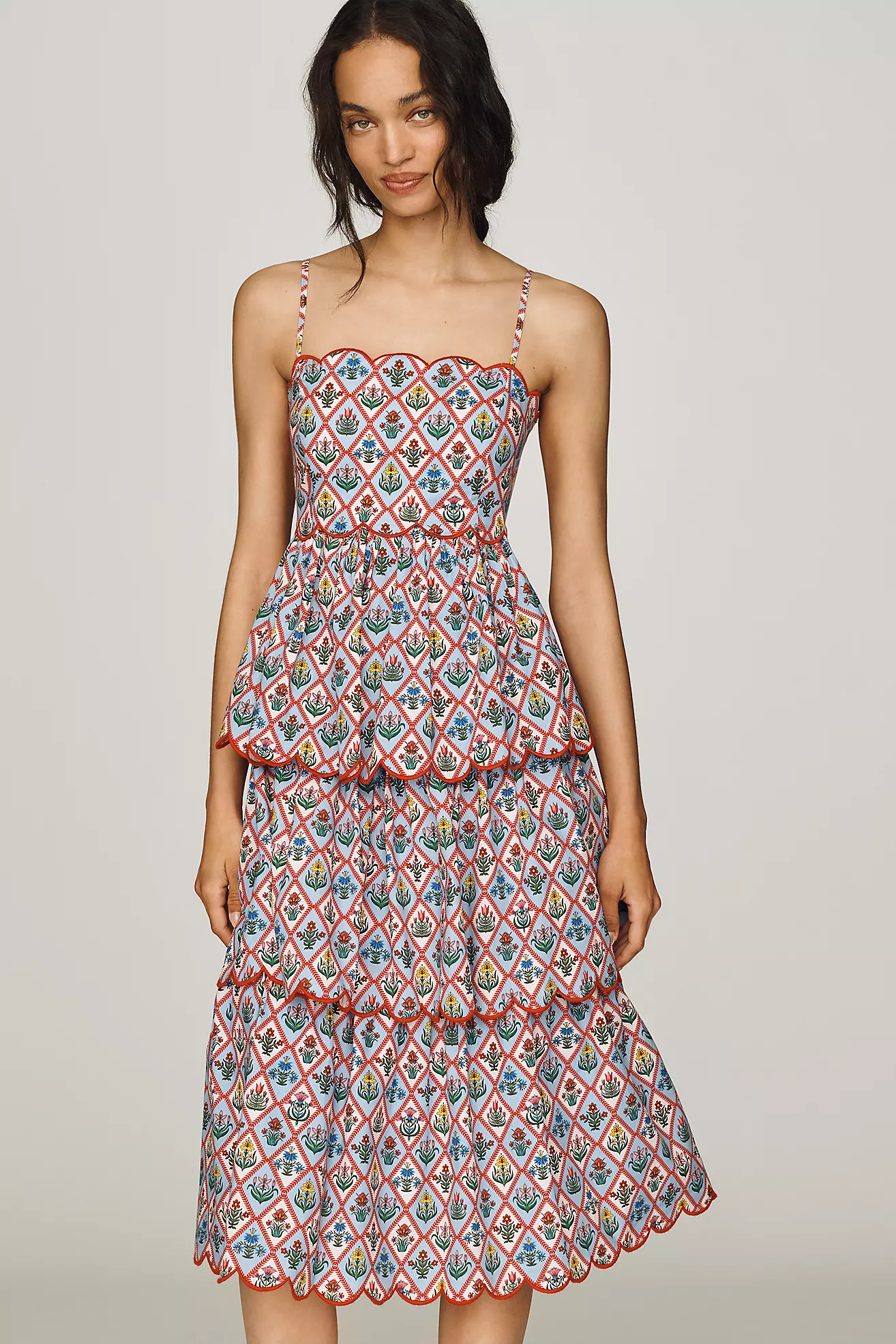 English Factory Scalloped Midi Dress | Anthropologie (US)