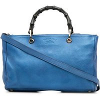 Womens Preloved Medium Calfskin Bamboo Shopper Satchel - Blue Messenger Bags - One Size | NastyGal UK