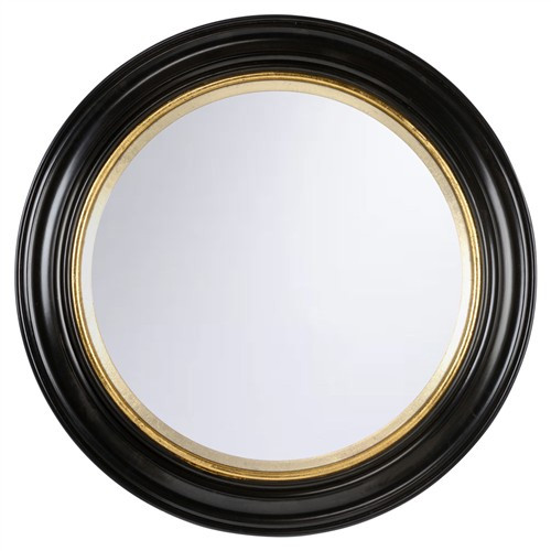 Wellington Traditional Black Wood Round Wall Mirror | Kathy Kuo Home