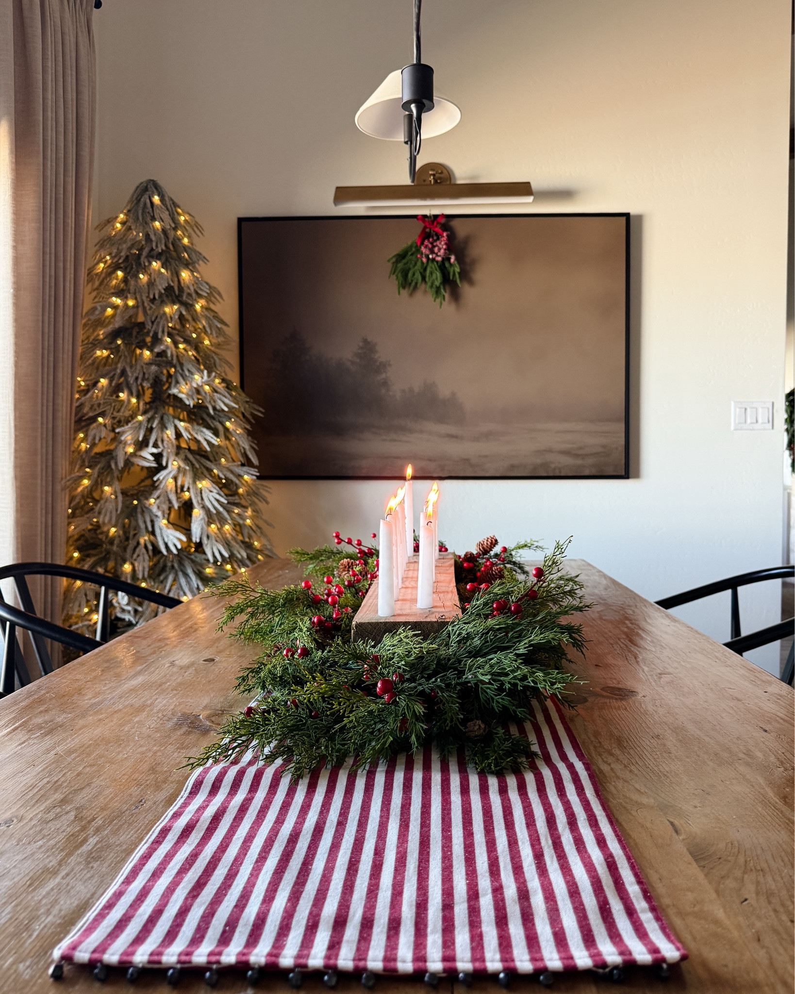 Christmas dining room inspiration!

Picture light, red striped table runner, Norfolk, pine greenery, down sweep, flocked Norfolk pine, Moody, winter art, mistletoe

#LTKCyberWeek #LTKHoliday #LTKHome