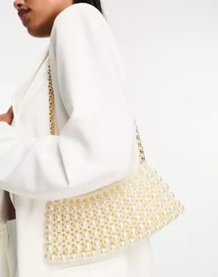 Madein. bridal pearl shoulder bag in cream | ASOS (Global)