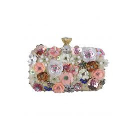 Handmade Beaded Floral Sequin Clutch in Apricot | Chicwish