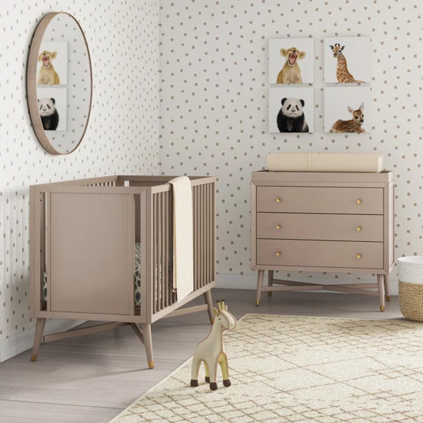 Dankmar Mid-Century 3-in-1 Convertible Standard Nursery Furniture Set | Wayfair North America