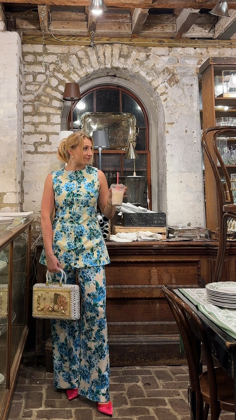 Summer is here and I am oh so ready for all the bright colors and patters that this season offers, especially if you live in the south! Run don’t walk ladies!!! These blue hydrangeas are EVERYTHING! The zipper top is fab too! 

The quality of these pieces make the price worth it, trust me! Anddddd Tuckernuck offers interest free pay off in 4 installments so you already KNOW that’s how I knew I was pulling the trigger on this set 🤭🙏🏼

My vintage 1960s seashell purse was thrifted 🫶🏼

My Sizing:
Tuckernuck Top = US 6
Tuckernuck Pants = S
Heels = 7.5 

My Measurements (April) :
Height = 5’6
Bust = 36.2 in
Natural Waist = 27 in
Low Waist = 35.5
Hips = 37in 
Super low waist / hips & full booty = 38.5 in
Weight: 139.3 (on a good day 😉)
Typically Wears = M/L (US 6/8/10)

#LTKWorkwear #LTKSeasonal #LTKVideo