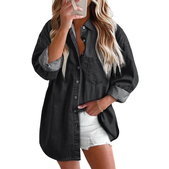 Fantaslook Women's 100% Lyocell Lightweight Casual Button Down Shirt – Long Sleeve | Walmart (US)
