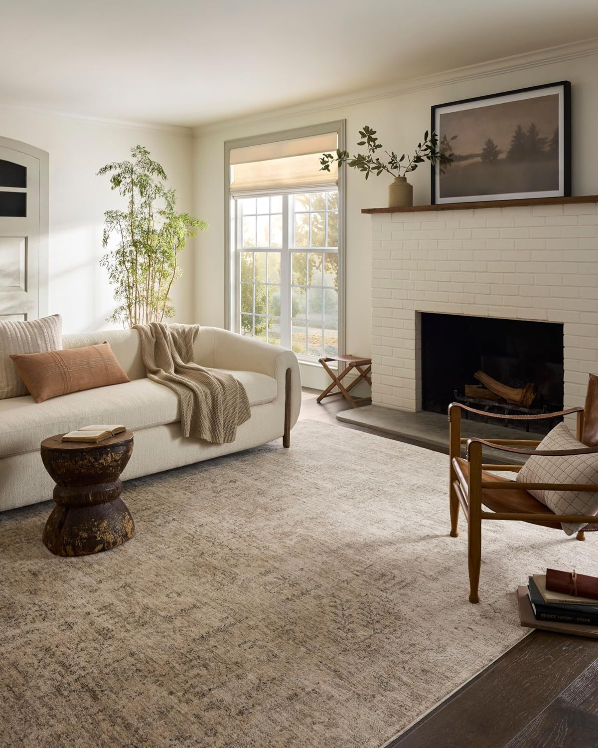 Loloi Magnolia Home Junie Oatmeal/Smoke 6'-7" x 9'-10" Area Rug | Amazon (US)