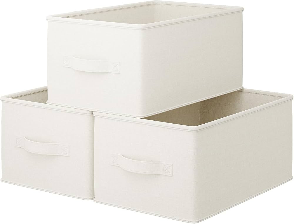3 Pack Fabric Storage Bins for Shelves | 16.93x12x8.27in Closet Storage Bins | Collapsible Storag... | Amazon (US)