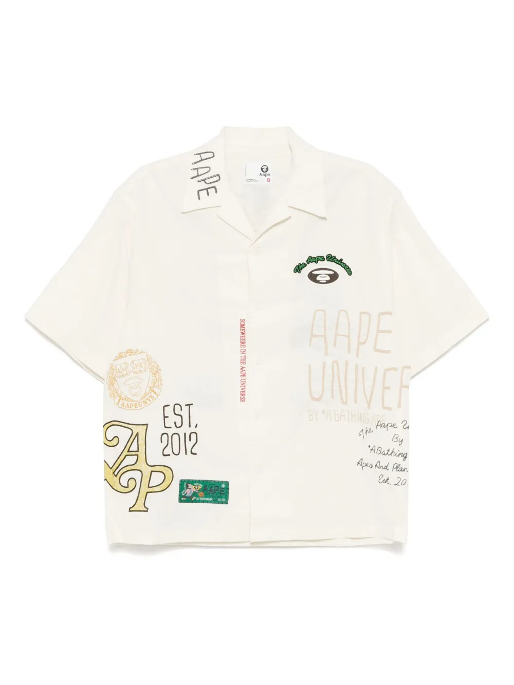 AAPE BY *A BATHING APE® logo-embroidered shirt - Neutrals | Farfetch Global
