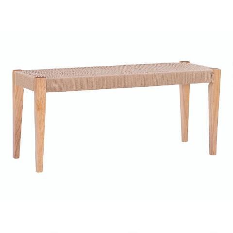 Morgan Wood and Woven Rope Dining Bench | World Market