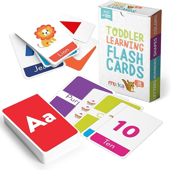 merka Large Alphabet Flash Cards for Toddlers 2-4 Years - Learn Colors Number Shapes Animals ABC ... | Amazon (US)