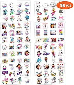 8 Sheets Cat Dòllhouse Temporary Tattoos 96PCS TV Show Birthday Party Supplies Favors Super Cute... | Amazon (US)