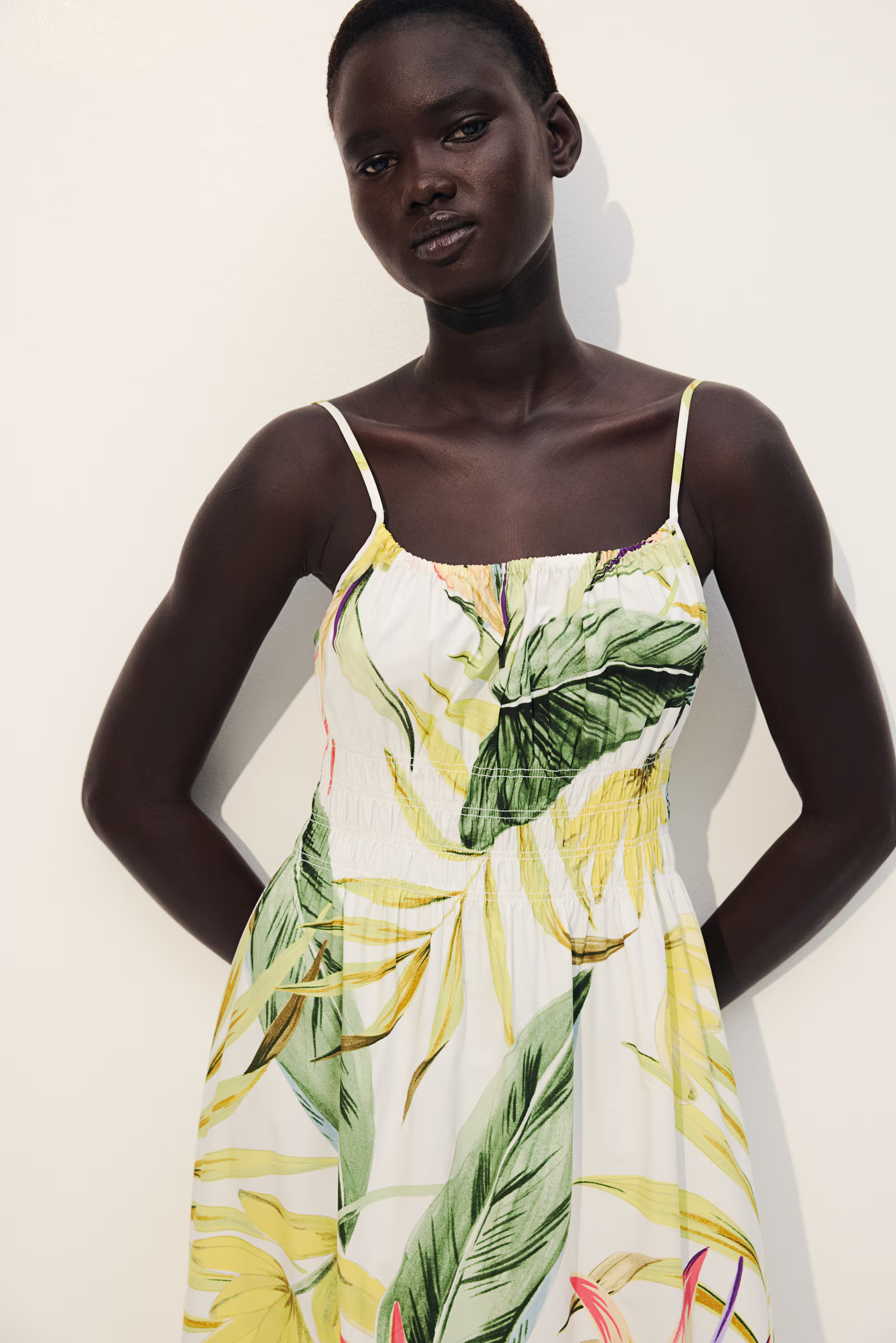 Smocked-Detail Poplin Dress | H&M (US + CA)