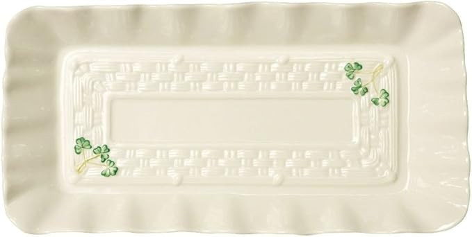 Belleek Shamrock Tray - Fine Parian China White Serving Platter - Handcrafted Appetizer Serving T... | Amazon (US)