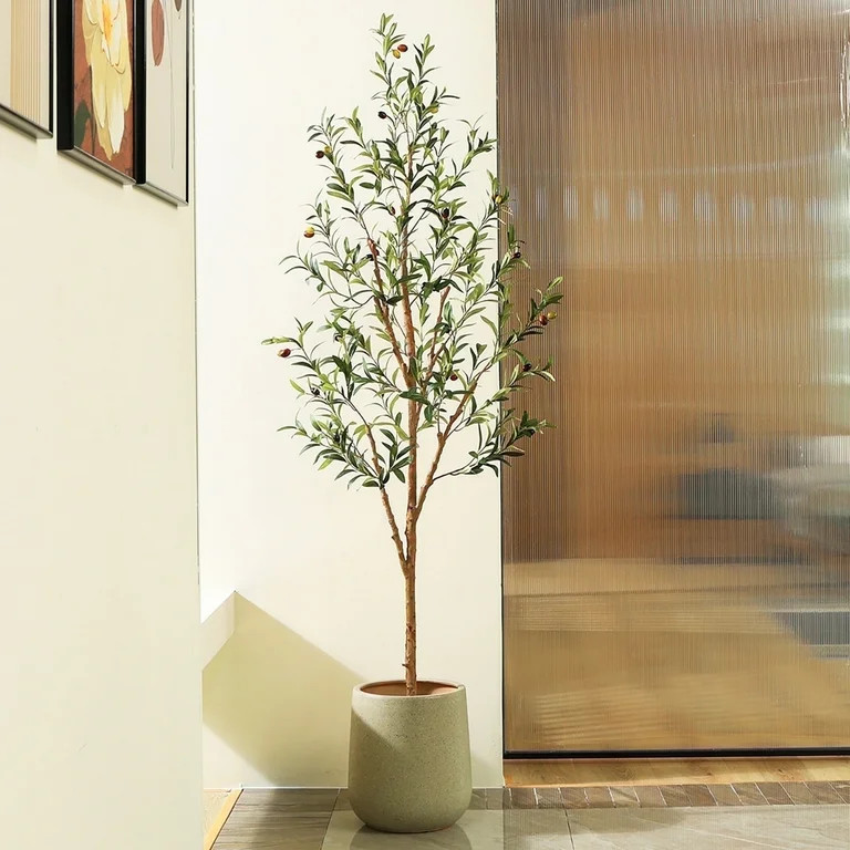DR.Planzen 6 feet Artificial Olive Tree Indoor, Tall Faux Olive Tree in Black Plastic Pot, Artifi... | Walmart (US)