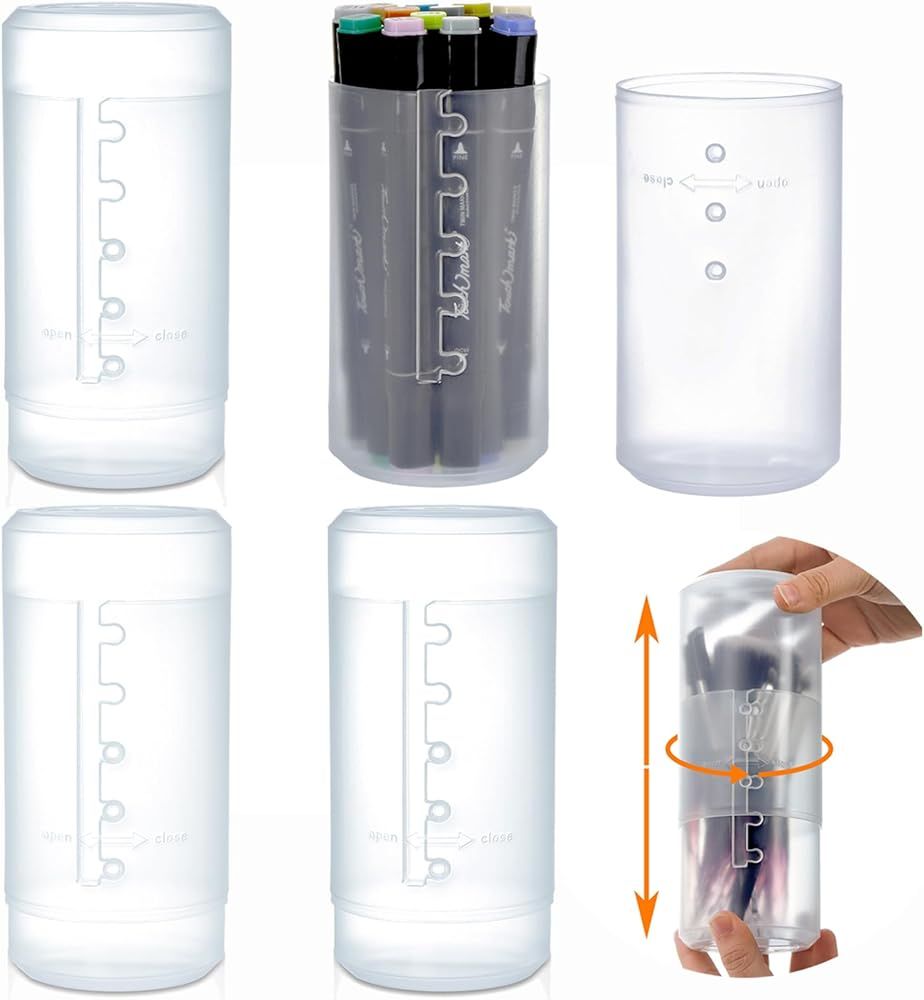TOPZEA 4 Pack Retractable Makeup Brush Holders, Plastic Portable Cosmetic Organizer Travel Makeup... | Amazon (US)